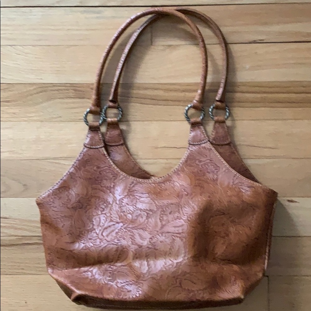 NY & Company Brown Embossed Western Chic Shoulder Purse